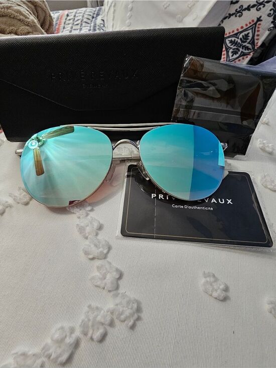 prive revaux Accessories - Privé Revaux Women’s Aviator Sunglasses Blue Mirrored Lenses + Case